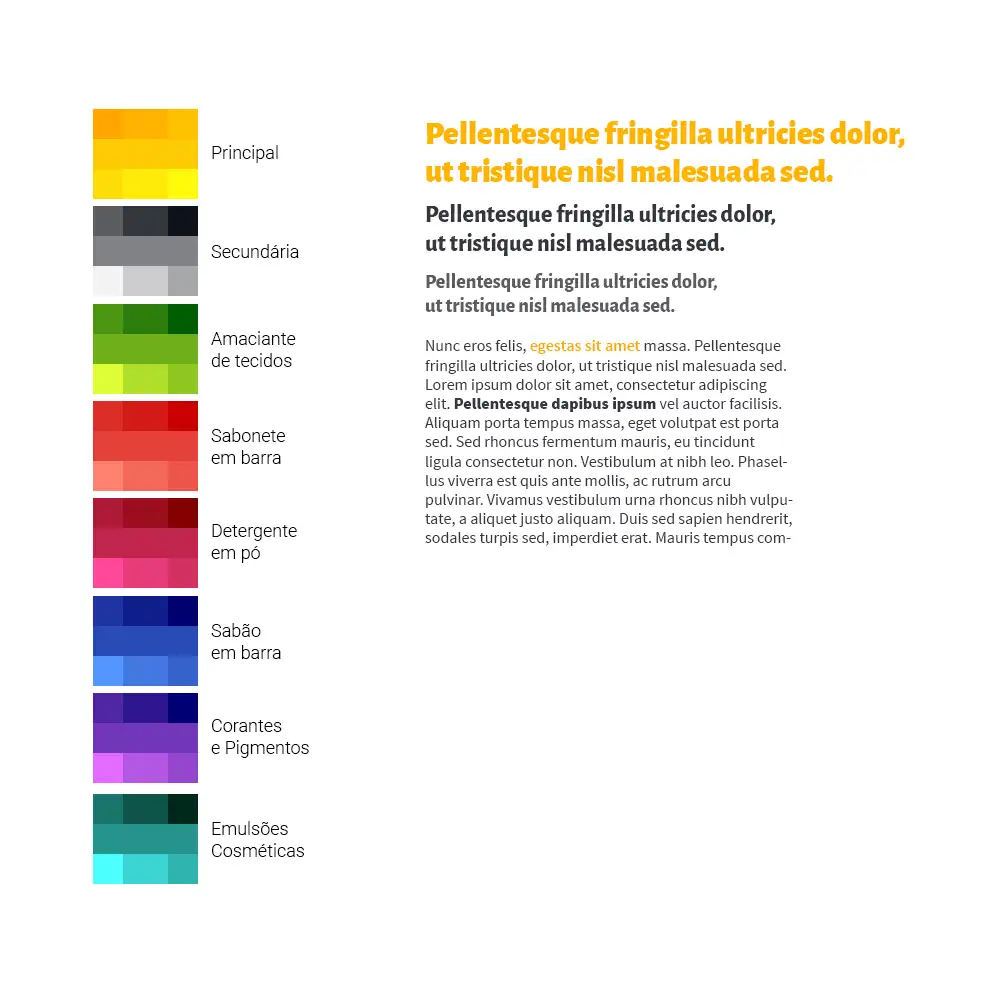 Identidade criada para o site da Idea Quimica com as diversas categorias de produtos